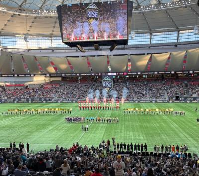 Cérémonie d’ouverture du tout premier match de la Super Ligue du Nord à Vancouver. (Photo via X.)