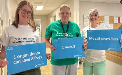 Le personnel d’un hôpital sensibilise les gens au Mois du don d’organes. (Photo via X.) Le personnel d’un hôpital sensibilise les gens au Mois du don d’organes. (Photo via X.)