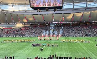 Cérémonie d’ouverture du tout premier match de la Super Ligue du Nord à Vancouver. (Photo via X.)